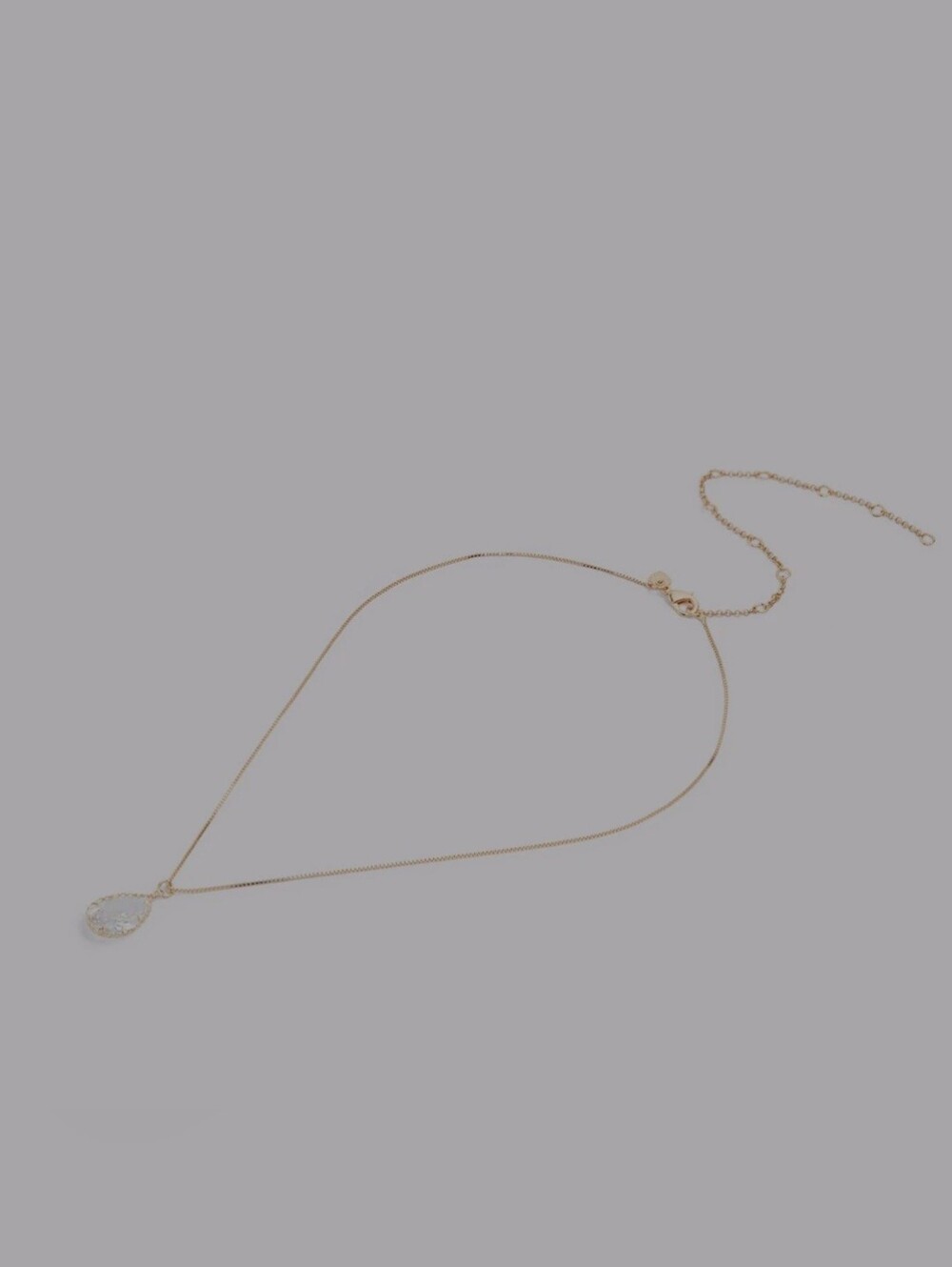 Aldo Gold Tone Necklace and Clear Teardrop Crystal Earrings Set - Picture 5 of 5